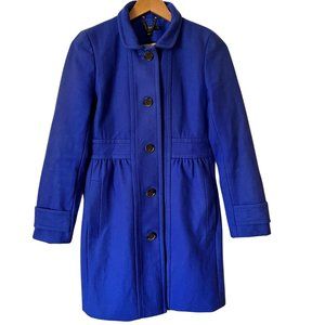 J. Crew Women’s Wool Blend Royal Blue Skirted Dress Coat Mid Length Size 6